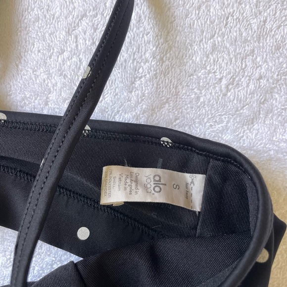 ALO Yoga Black and White Polka Dot Sports Bra and Shorts - Picture 3 of 3